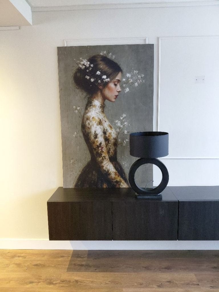 Diga Colmore Lampvoet Zwart Ringlamp 37x10x48 cm, Huis en Inrichting, Lampen | Tafellampen, Overige merken, 48 cm, Nieuw, Sfeerlamp