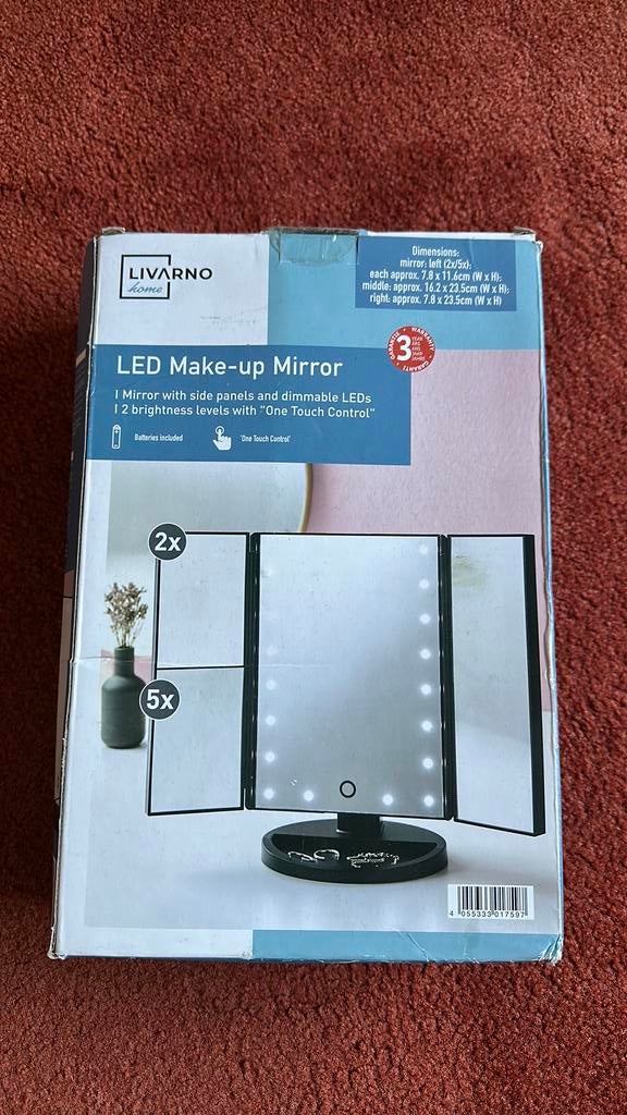 LED makeup mirror livarno, Minder dan 50 cm, Nieuw, Ophalen of Verzenden, Minder dan 100 cm