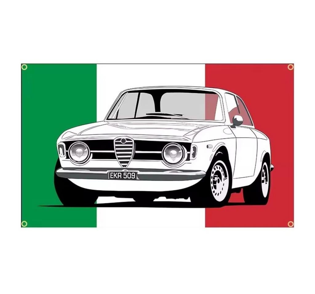 Banner Alfa Romeo giulietta. Tricolore. 60x90cm., Ophalen of Verzenden
