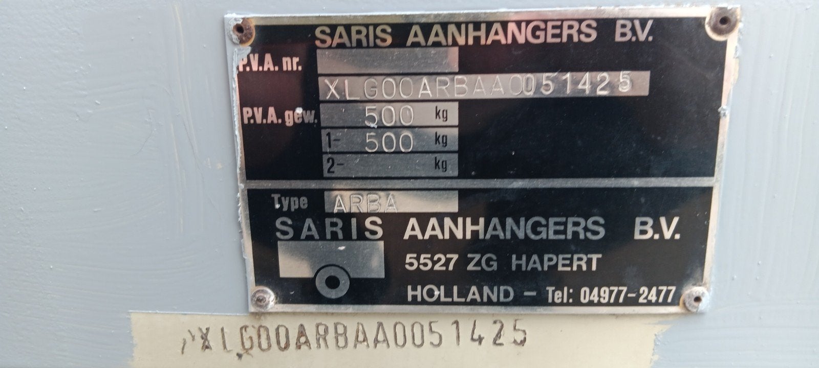 Saris Arba Aanhanger - Max. 500 kg - Met imperiaal, Auto diversen, Ophalen, Gebruikt