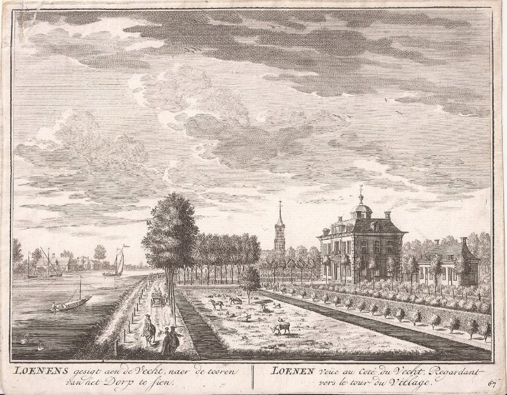 Loenen 's gesigt aen de Vecht, naer de tooren van het Dorp, Ophalen of Verzenden, 15 cm, 20 cm, 1700 - 1799