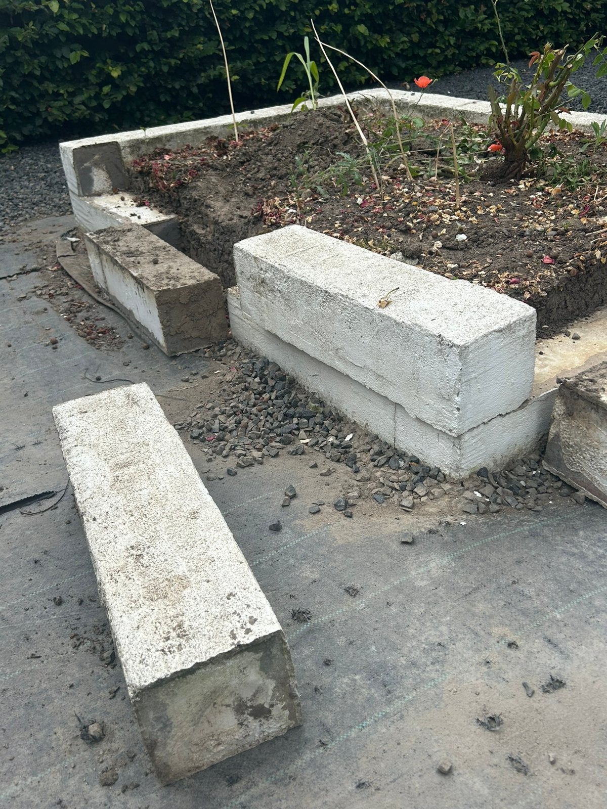 Betonnen stenen - wit geverfd, Tuin en Terras, Bielzen en Borders, Ophalen, Zo goed als nieuw, Minder dan 100 cm