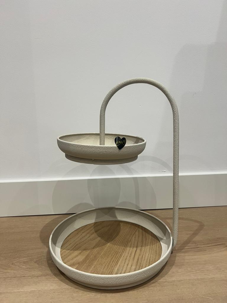 Decoratieve standaard met twee niveaus, Huis en Inrichting, Woonaccessoires | Overige, Nieuw, Metaal, Beige, Modern, Ophalen of Verzenden