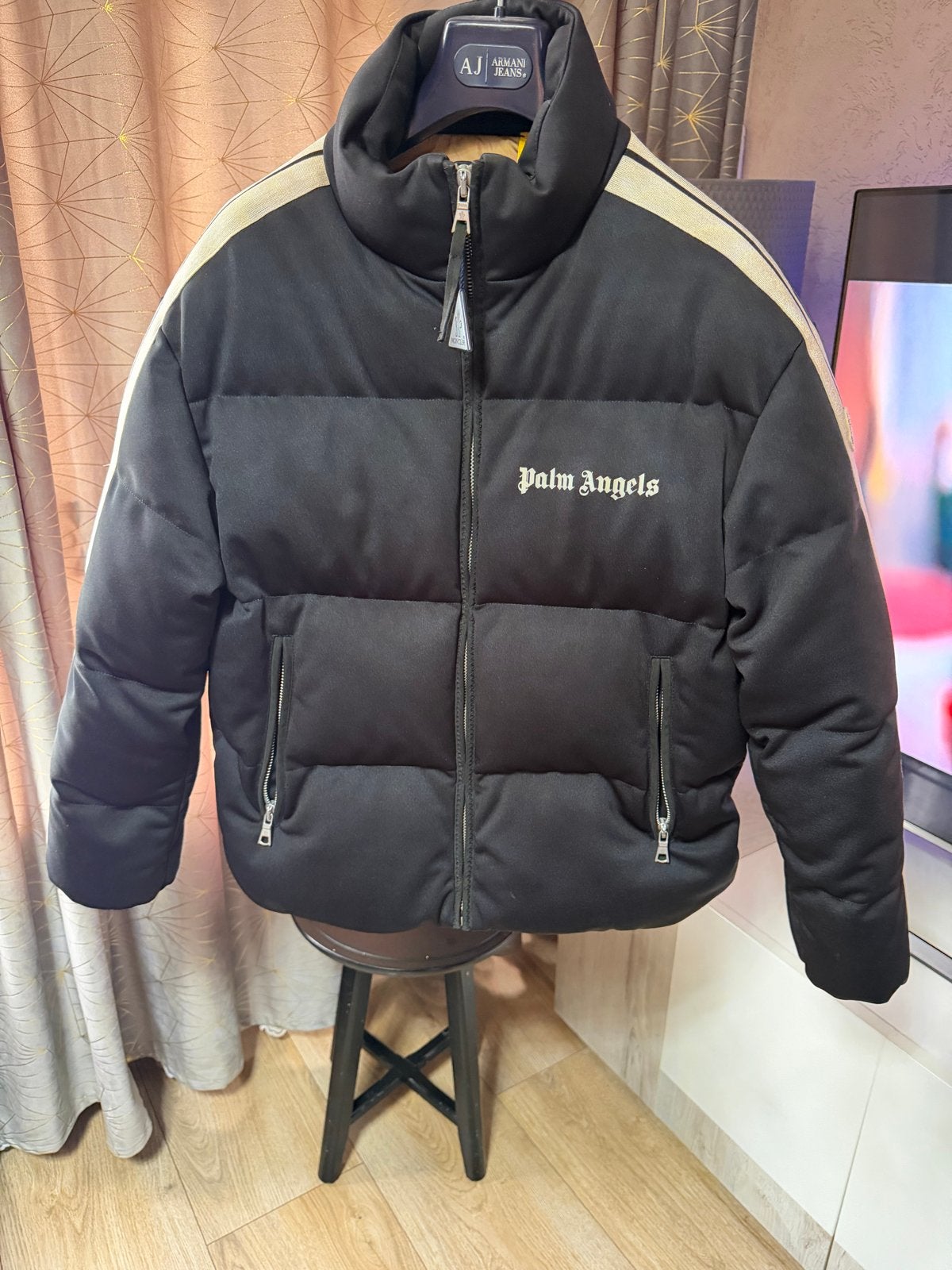 Moncler x Palm Angels Puffer Jacket Zwart - Maat 1, Ophalen of Verzenden, Zo goed als nieuw, Maat 46 (S) of kleiner, Zwart