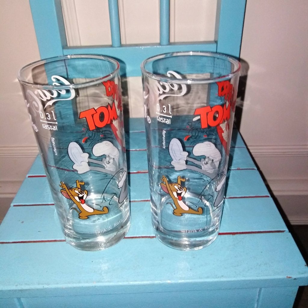 Coca-Cola Tom & Jerry glazen Rastal 2 stuks, Ophalen, Glas of Glazen, Gebruikt, Glas