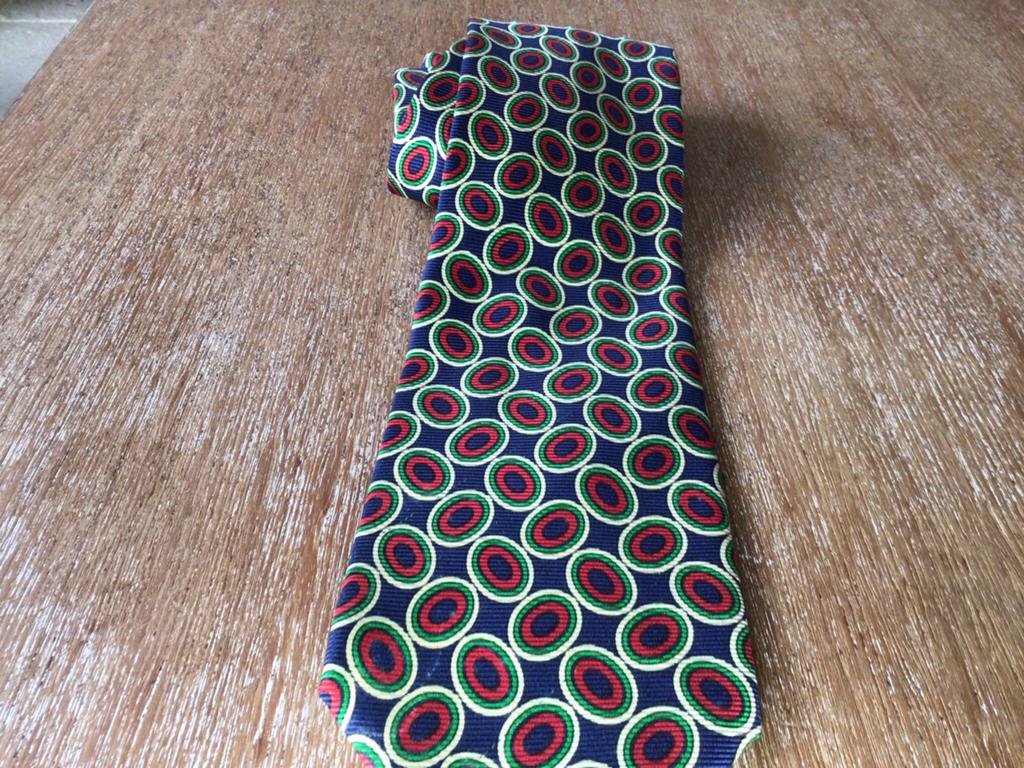 Vintage Prochownick stropdas met kleurrijk patroon., Ophalen of Verzenden, Zo goed als nieuw, Blauw