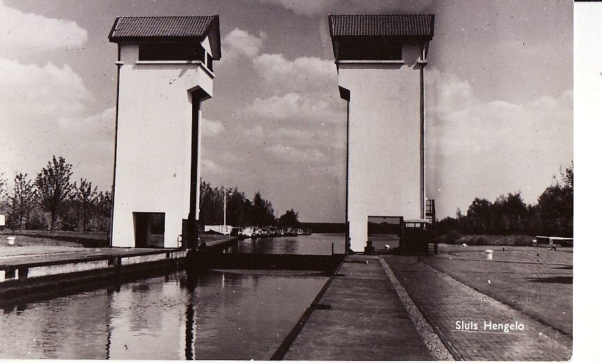 Hengelo Sluis. mooie Real FF Fotoglans-kaart -binnenvaart-, Ophalen, 1940 tot 1960, Ongelopen, Overijssel