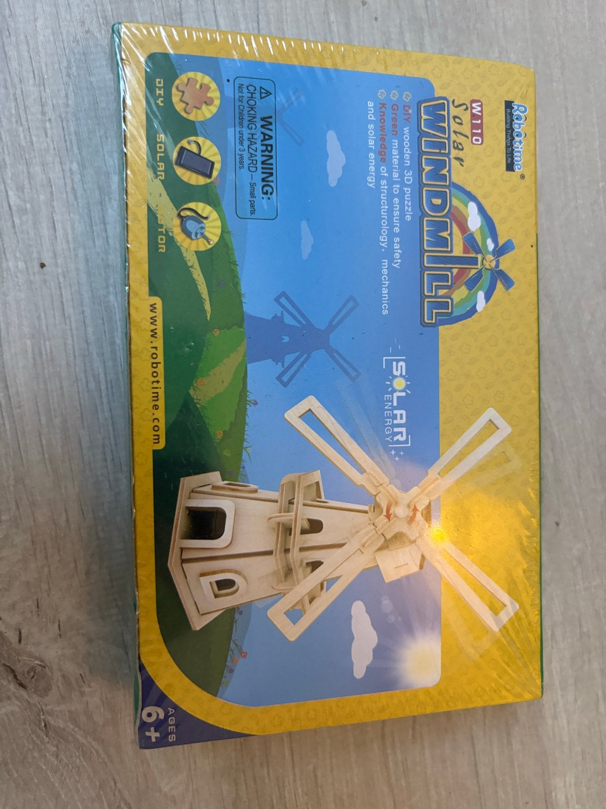 Robotime Solar Windmill 3D Houten Puzzel Nieuw in Plastic, Ophalen of Verzenden, Nieuw, Overige typen, Overige merken