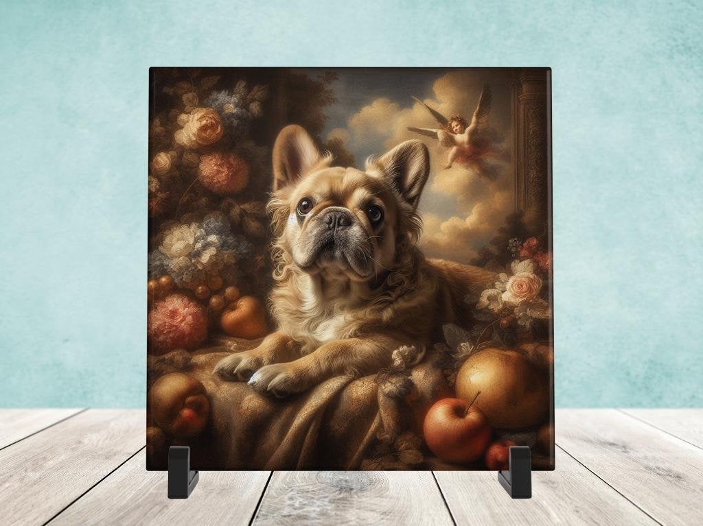 Barok stijl - Fluffy Franse Bulldog tegel, Verzenden, Nieuw