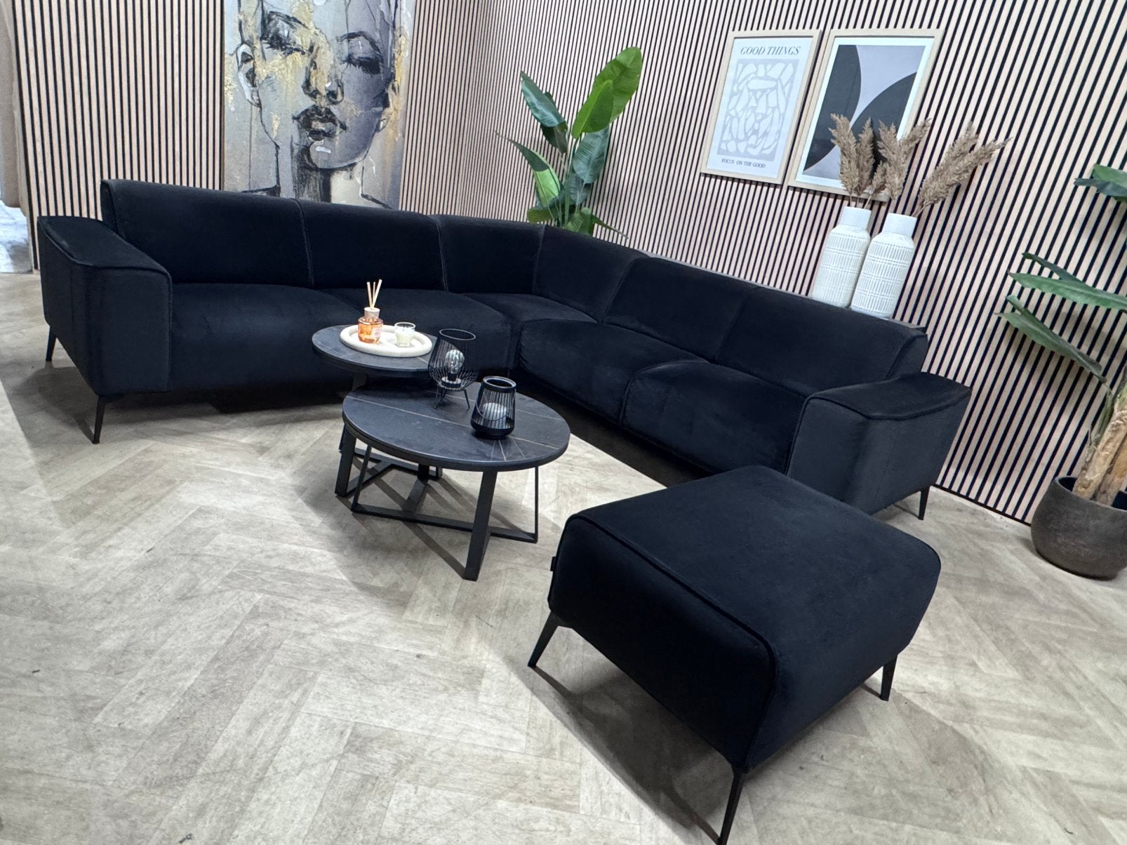 ZGAN Bronx71 Velvet Velours Hoekbank - Zwart - 270 x 270, 250 tot 300 cm, -, -, Hoekbank