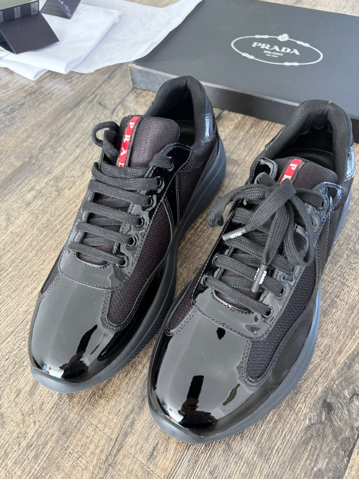 Prada America's cup schoenen prada zwart Nieuw in doos!, Zwart, Nieuw, Ophalen of Verzenden, Prada