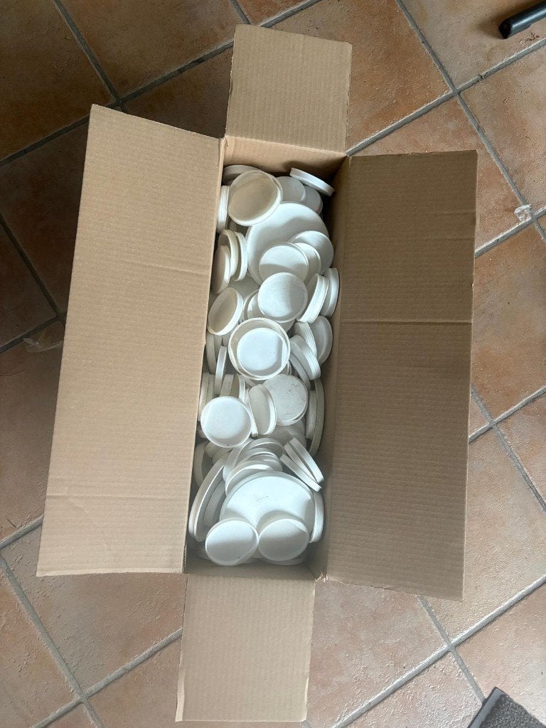 Ronde afsluitdoppen karton koker plastic 8-12 cm, Ophalen, Kunststof, Overige merken, Knutselmateriaal