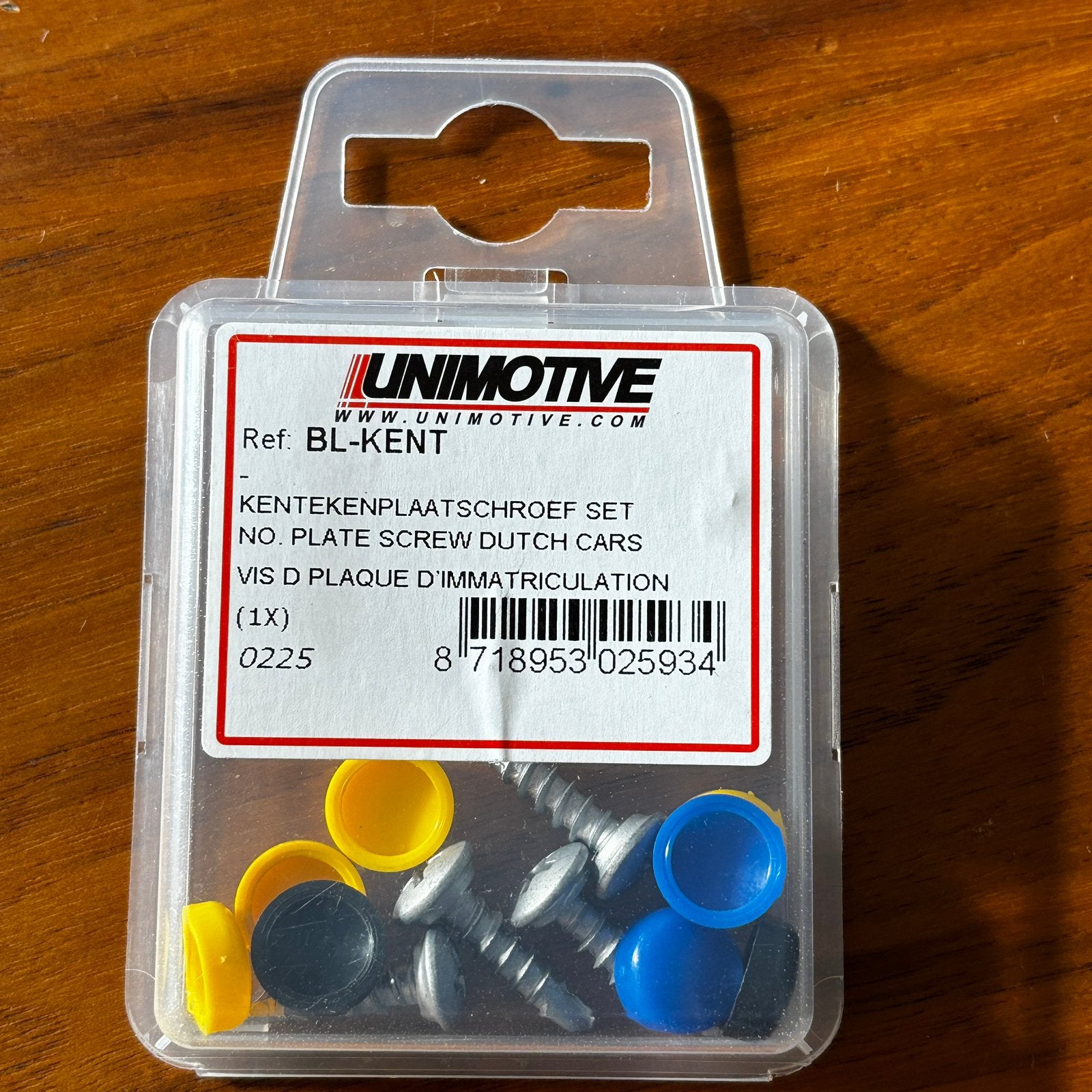 Kentekenplaatschroeven set met dopjes Unimotive, nieuw, Ophalen of Verzenden, Nieuw