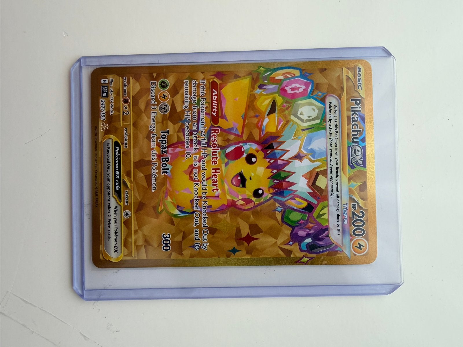 Pikachu EX Gouden Pokémon Kaart - Zeldzaam en Nieuwstaat, Ophalen of Verzenden, Nieuw, Losse kaart