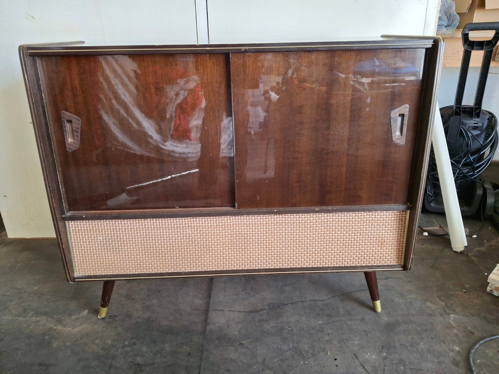 Fantastische vintage, jaren 50, midcentury audiomeubel, Ophalen, Gebruikt, 25 tot 50 cm, 50 tot 100 cm