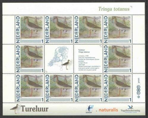 Vogels in Nederland Vel Tureluur, Ophalen of Verzenden, Postfris