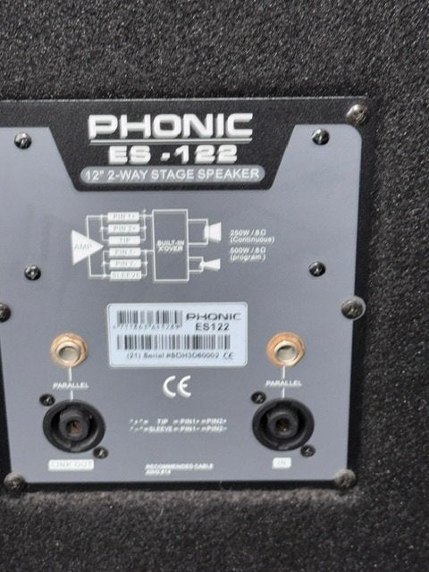 Twee phonic ES-122 passieve speakerboxen, Gebruikt, Inclusief kabels, Ophalen, 150 watt of meer