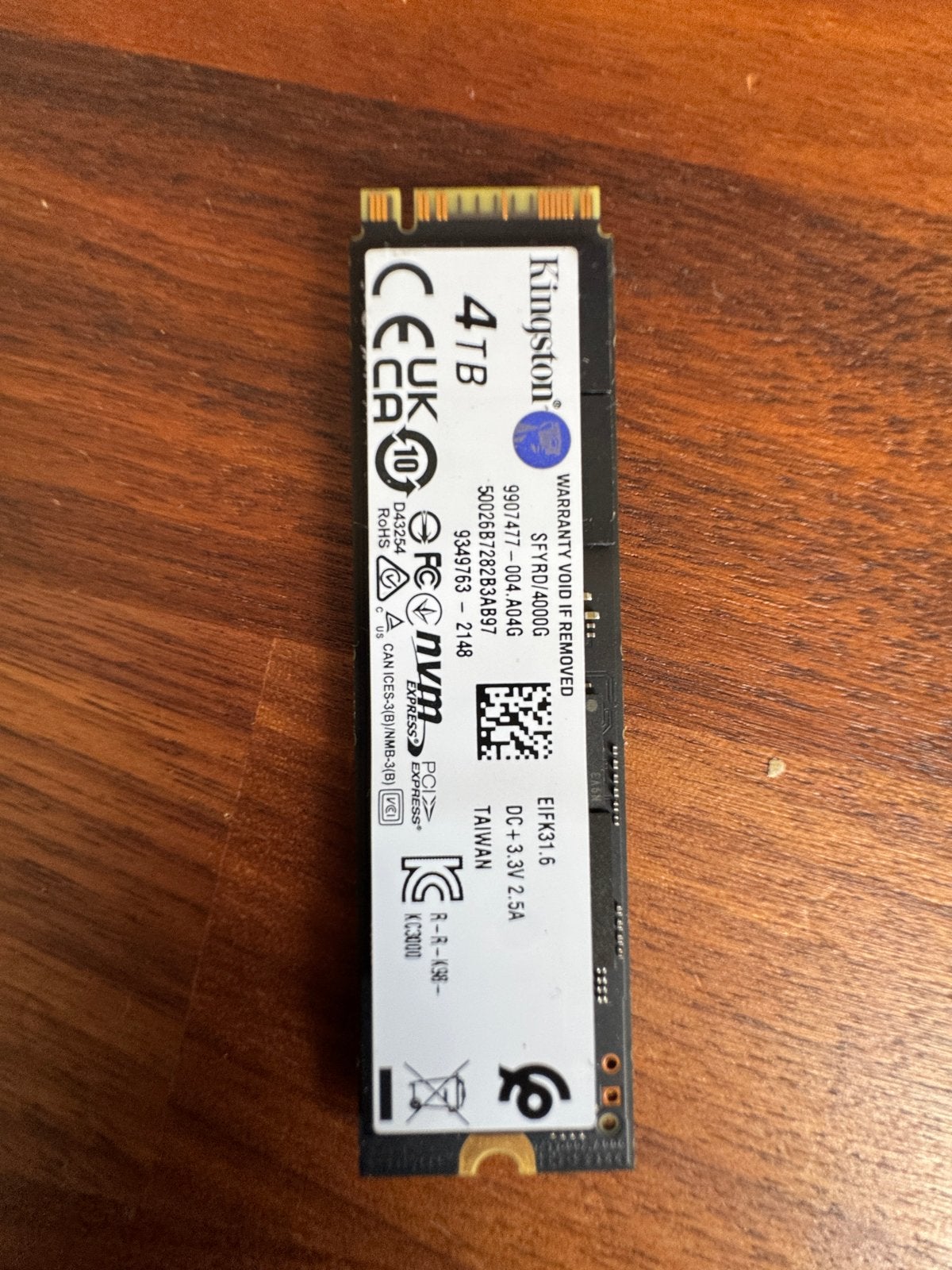 Kingston Fury Renegade 4TB NVMe M.2 SSD (SFYRD4000G), Computers en Software, Harde schijven, Intern, SSD, Ophalen of Verzenden