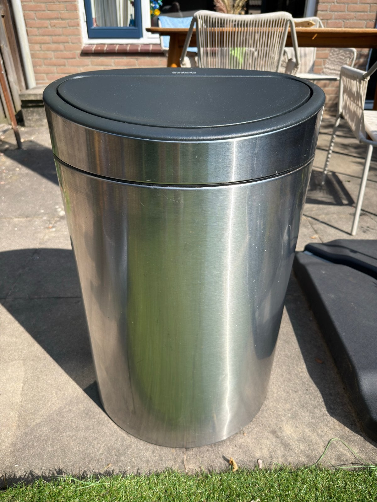 Brabantia touch bin prullenbak 10L + 23L (33L totaal), 30 tot 40 liter, Ophalen, Gebruikt, Rvs