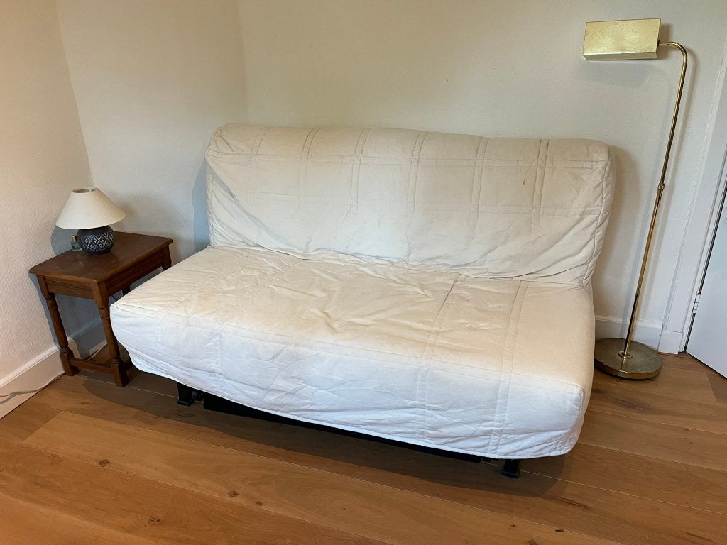 Slaapbank Lycksele (IKEA), Huis en Inrichting, Slaapkamer | Slaapbanken, Ophalen, Gebruikt, Tweepersoons, Crème
