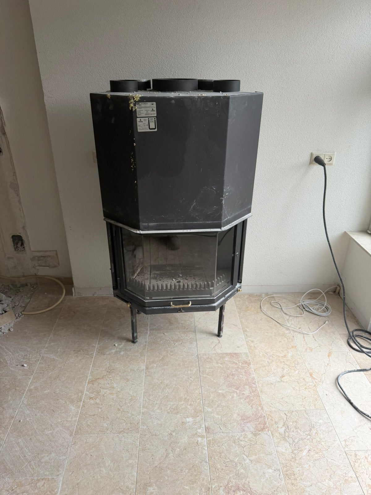 Hout kachel, Huis en Inrichting, Ophalen, Gebruikt, Houtkachel, Inbouw