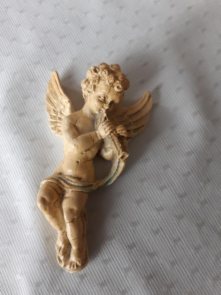 Vintage Cherubijn Beeldje - Engeltje met Trompet, Antiek en Kunst, Antiek | Overige Antiek, Ophalen of Verzenden