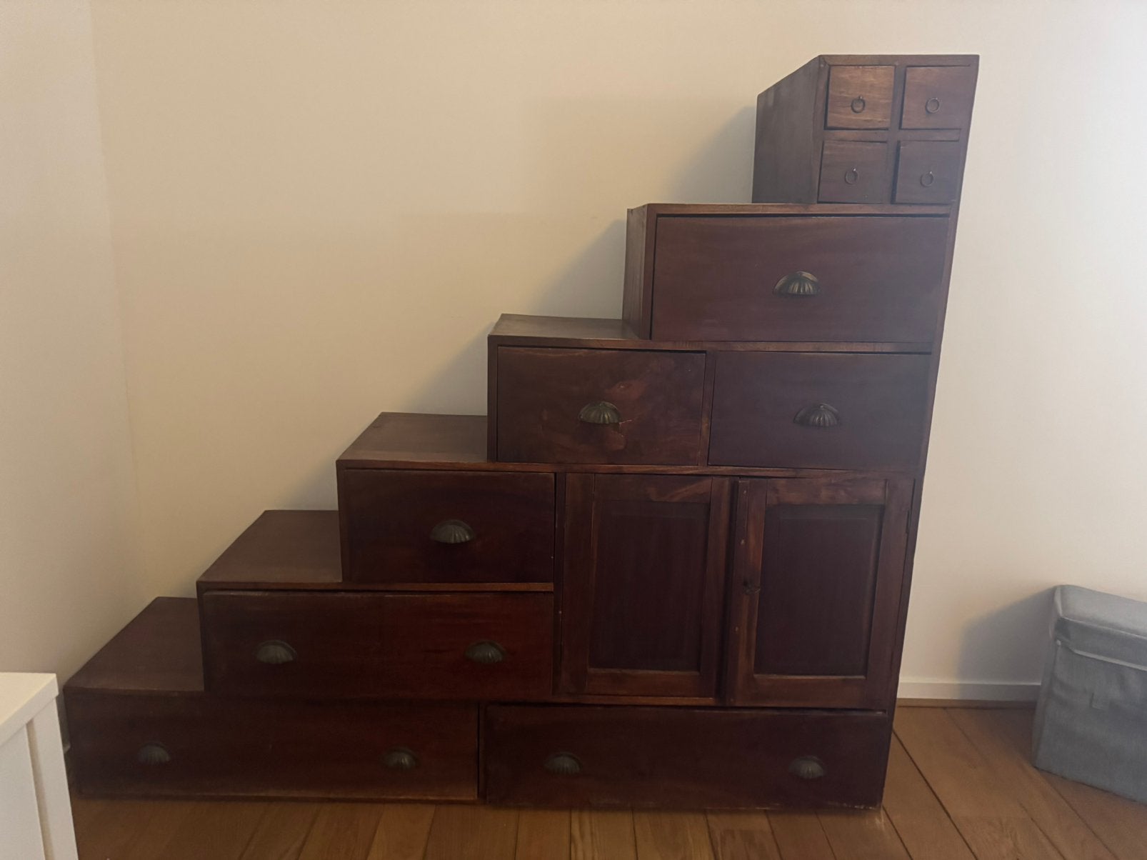 Indonesische trapkast (Tansu / Kaidan) van massief teakhout, Ophalen, Minder dan 50 cm, Gebruikt, Teakhout