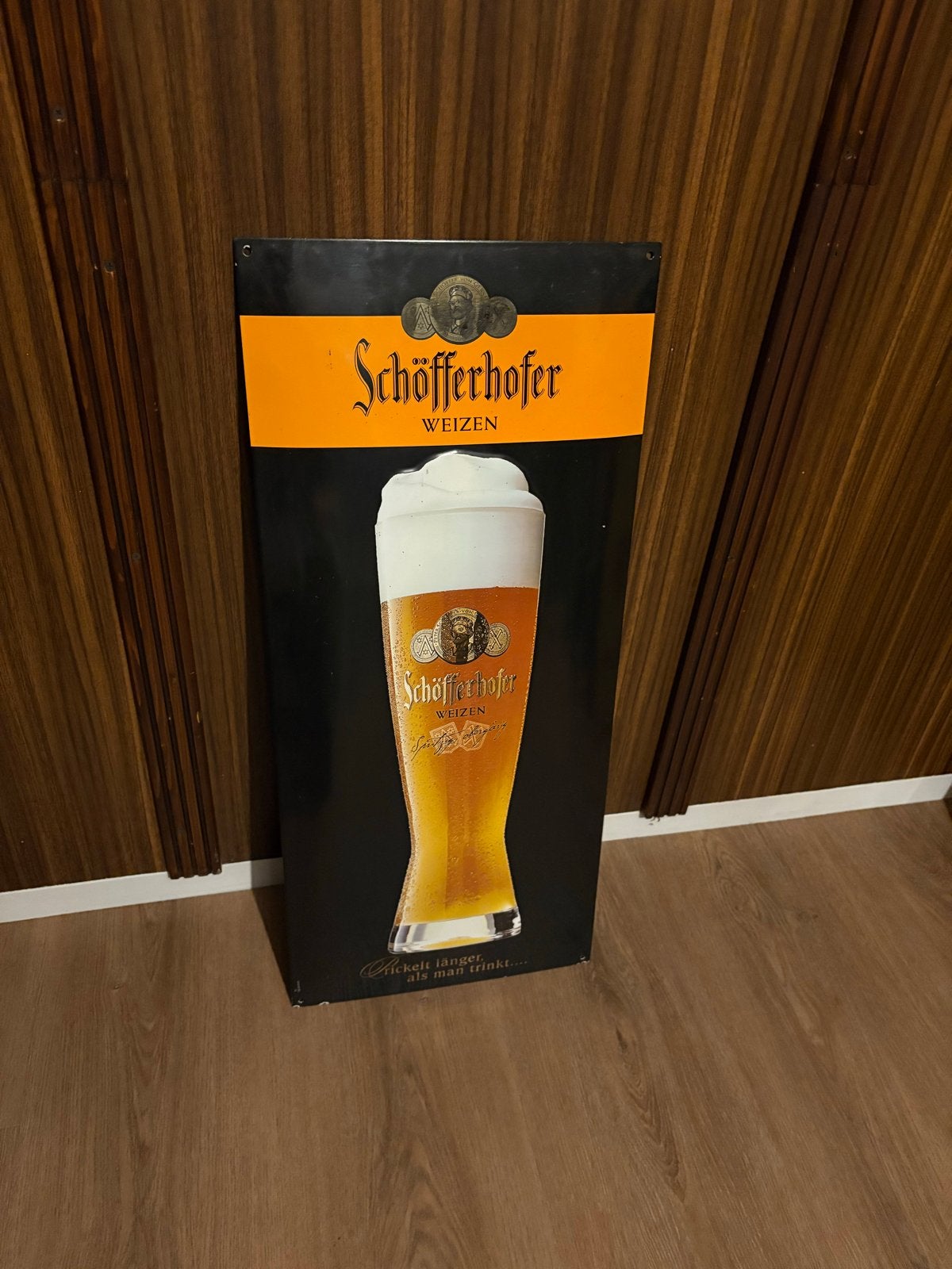 Schöfferhofer Weizen emaille Reclamebord, Verzamelen, Ophalen of Verzenden, Gebruikt, Reclamebord, Plaat of Schild, Overige merken