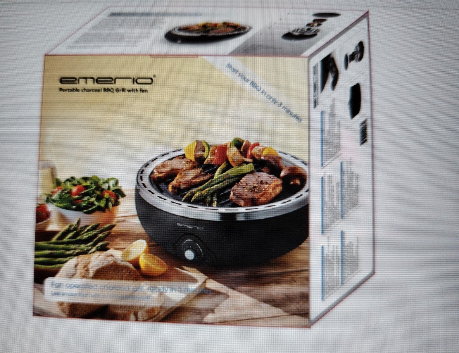 Emerio Draagbare Houtskool BBQ Grill met Ventilator - Nieuw, Ophalen of Verzenden, Nieuw, Emerio