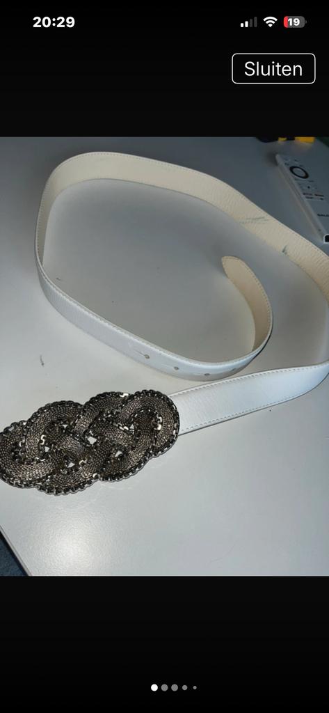 Nanni riem wit leer 105 cm, Tailleriem, Ophalen of Verzenden, Zo goed als nieuw, 3 tot 5 cm