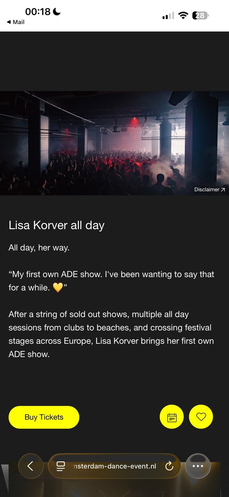 Kaartje ADE Lisa Korver, Eén persoon