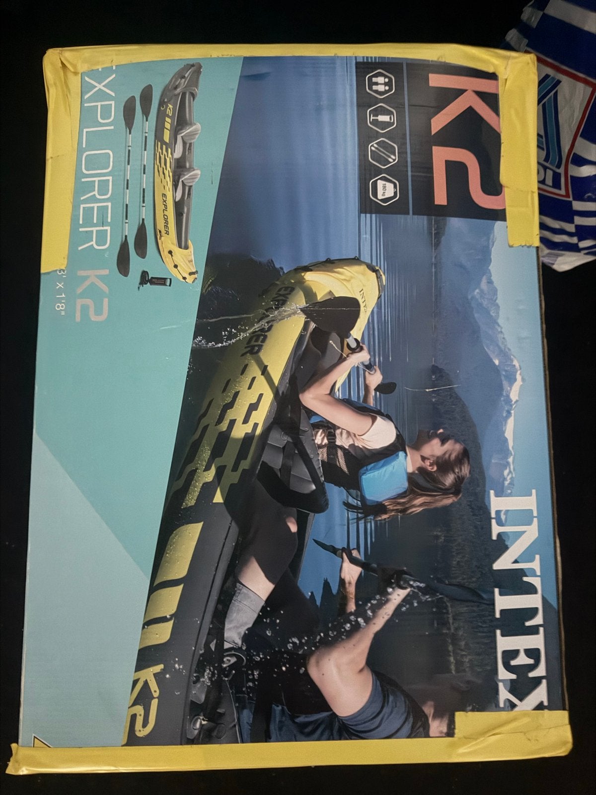 Intex Explorer K2 opblaasbare kano met peddels, Ophalen, Opblaasbaar, Zo goed als nieuw, 2-persoons