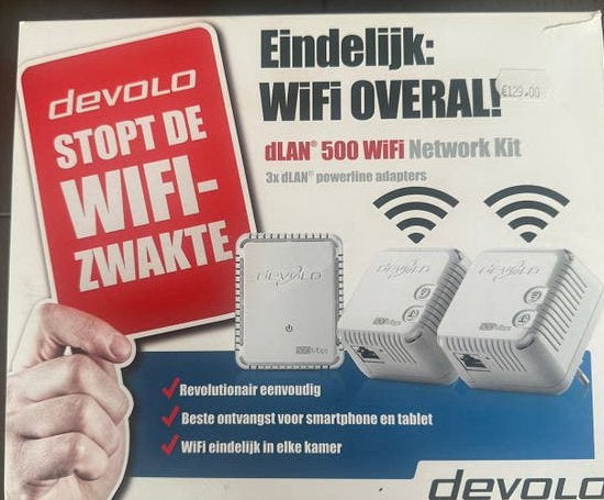 Devolo dLAN 500 WiFi Network Kit - Powerline Adapters, Ophalen of Verzenden, Zo goed als nieuw, Router