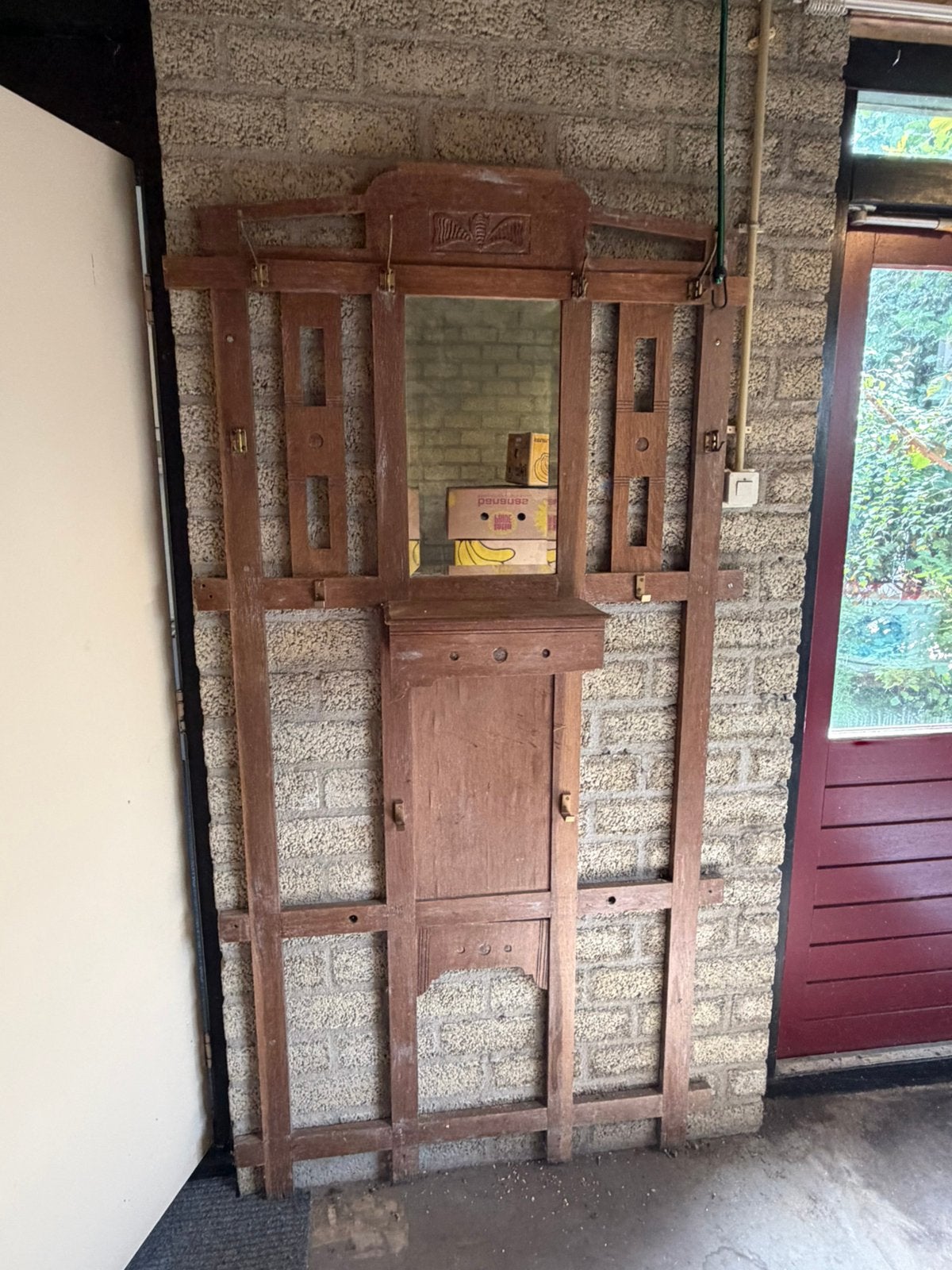 Houten retro wandrek, Huis en Inrichting, Kasten | Wandmeubels, Ophalen, Gebruikt, Met klep(pen), 200 cm of meer