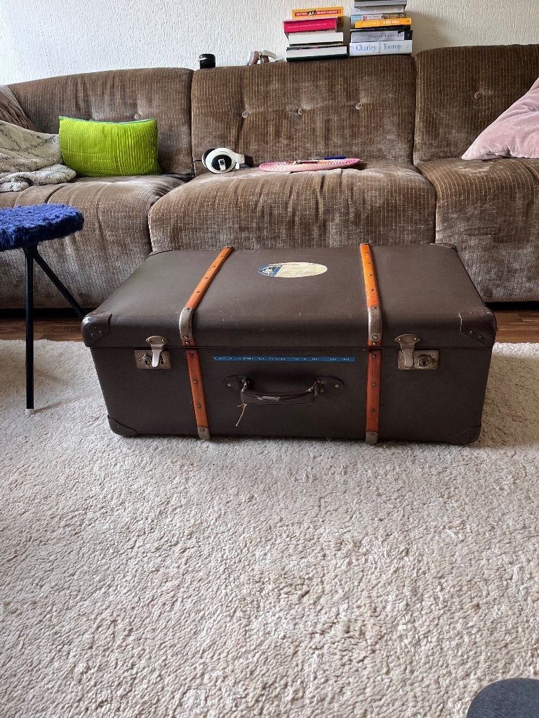 Hutkoffer vintage, Huis en Inrichting, Woonaccessoires | Kisten, Ophalen, Overige materialen, Gebruikt, Minder dan 50 cm