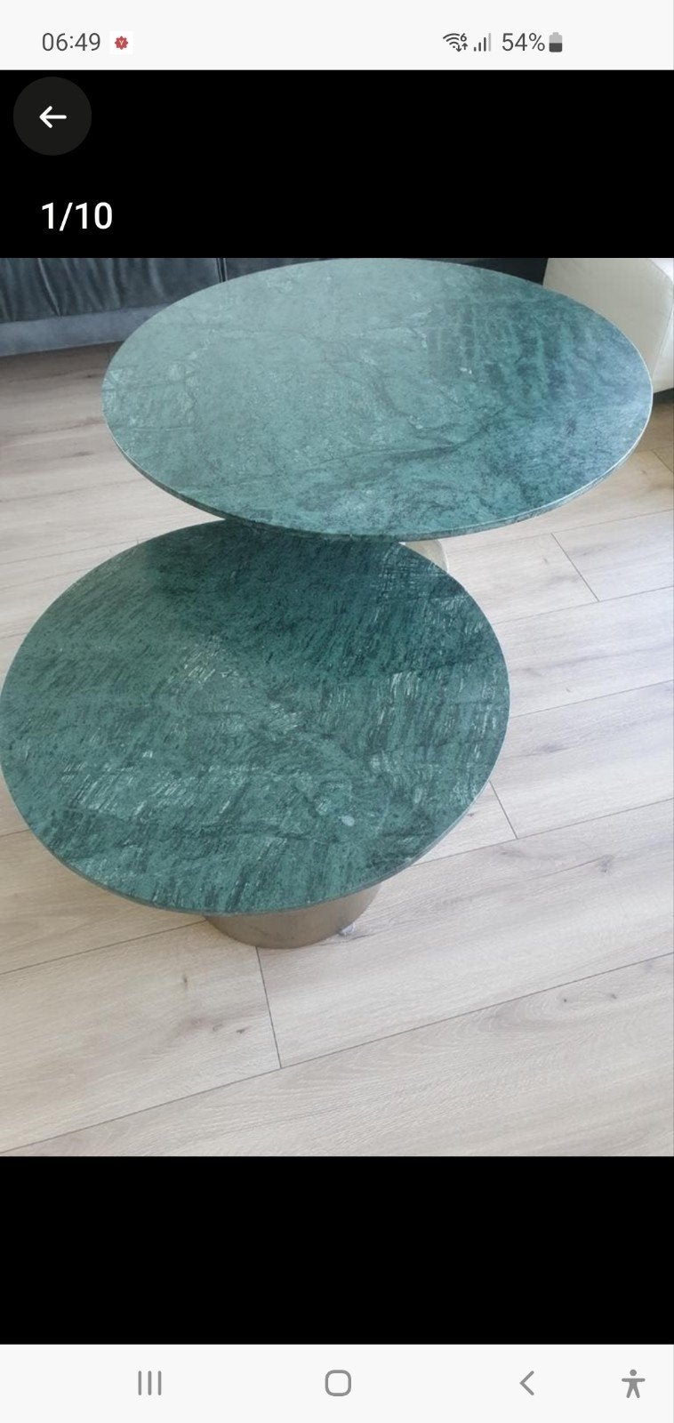 marmeren ronde groene salontafels, Ophalen, Gebruikt