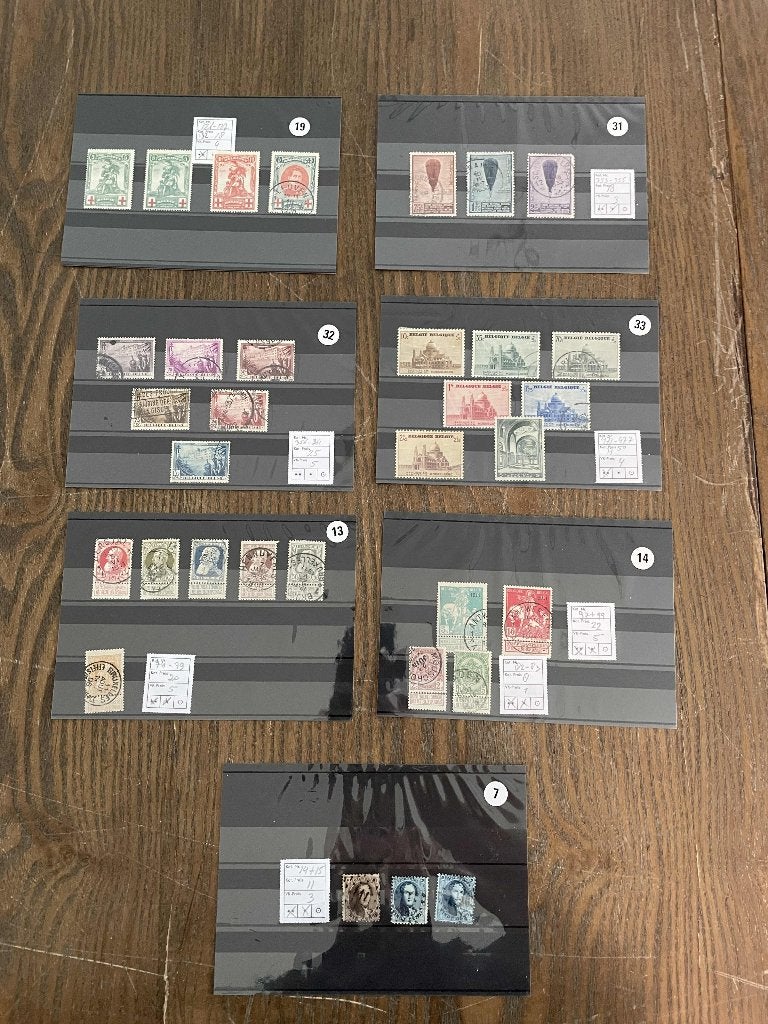 oude postzegels Belgie 7 kaarten vanaf nummer 14, Verzenden