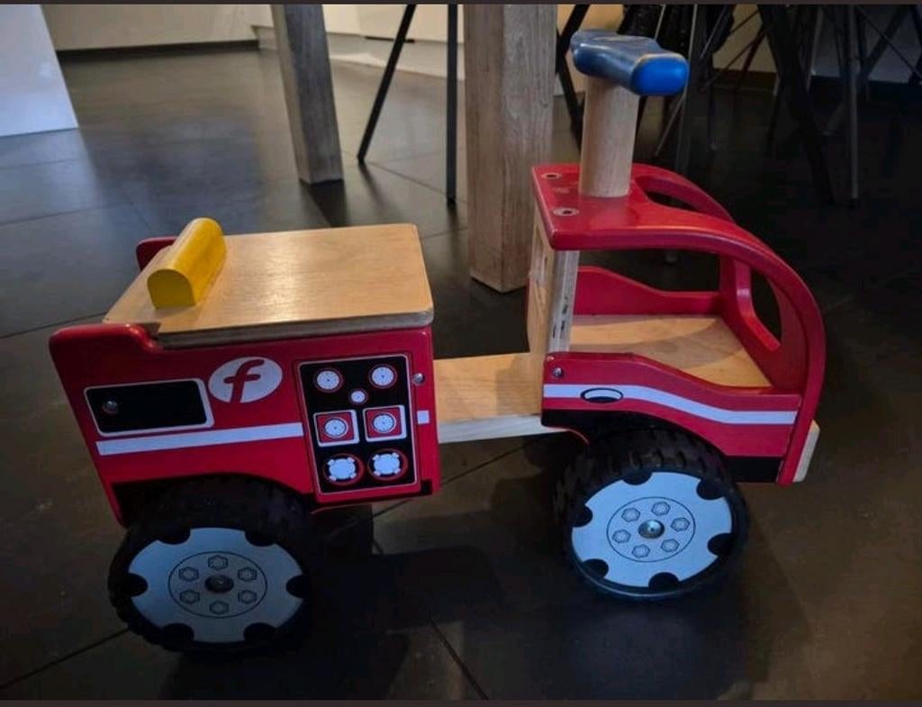 Houten Brandweer Loopauto voor Kinderen 1-4 jaar, Ophalen, Gebruikt, Loopvoertuig