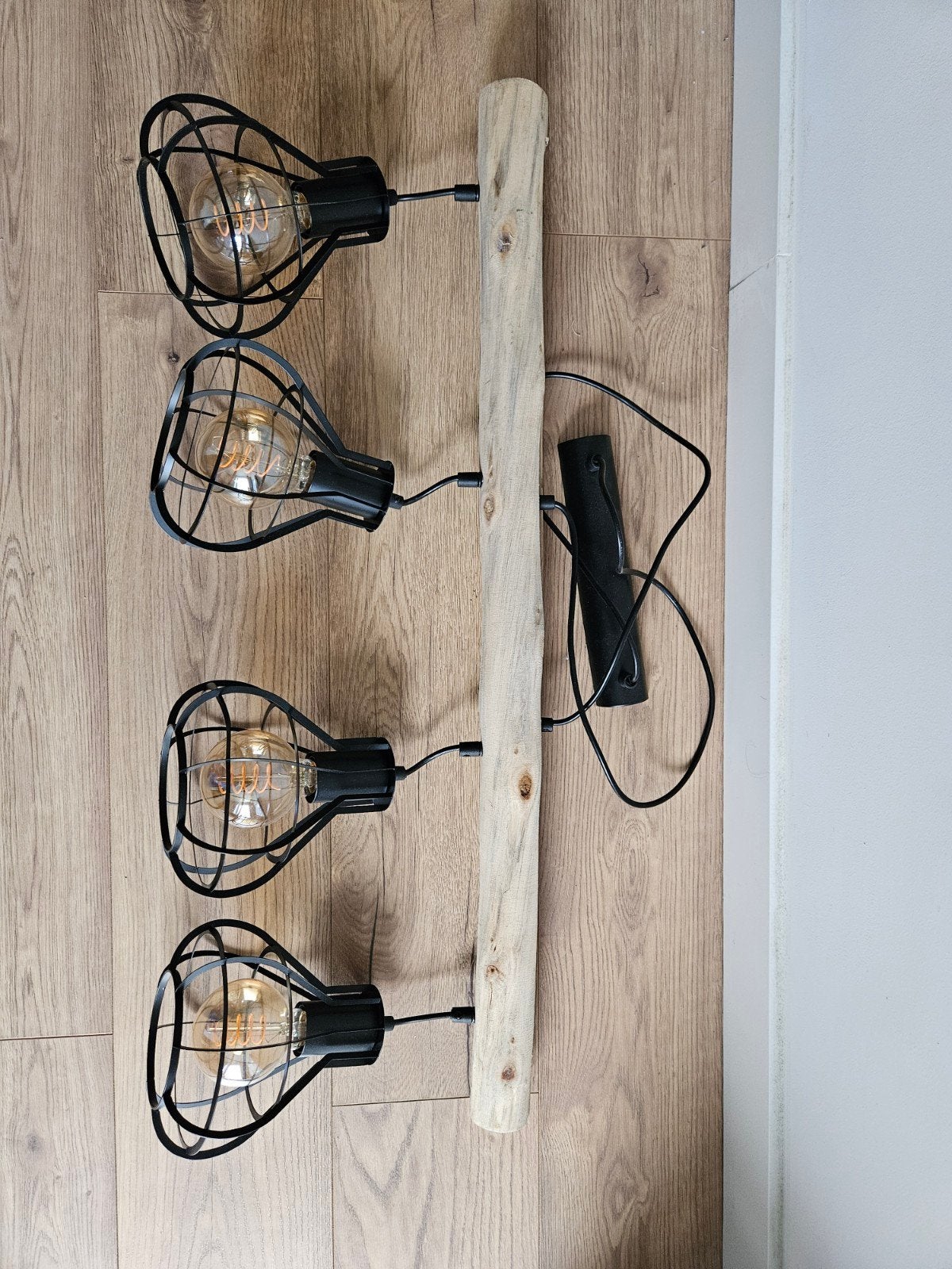 Unieke tafellamp met 4 Edison lampen, Ophalen, Overige merken, E27 (groot), Zwart
