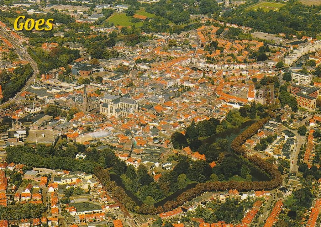 GOES Luchtfoto Panorama, Verzamelen, Ansichtkaarten | Nederland, Verzenden, 1980 tot heden, Gelopen, Zeeland