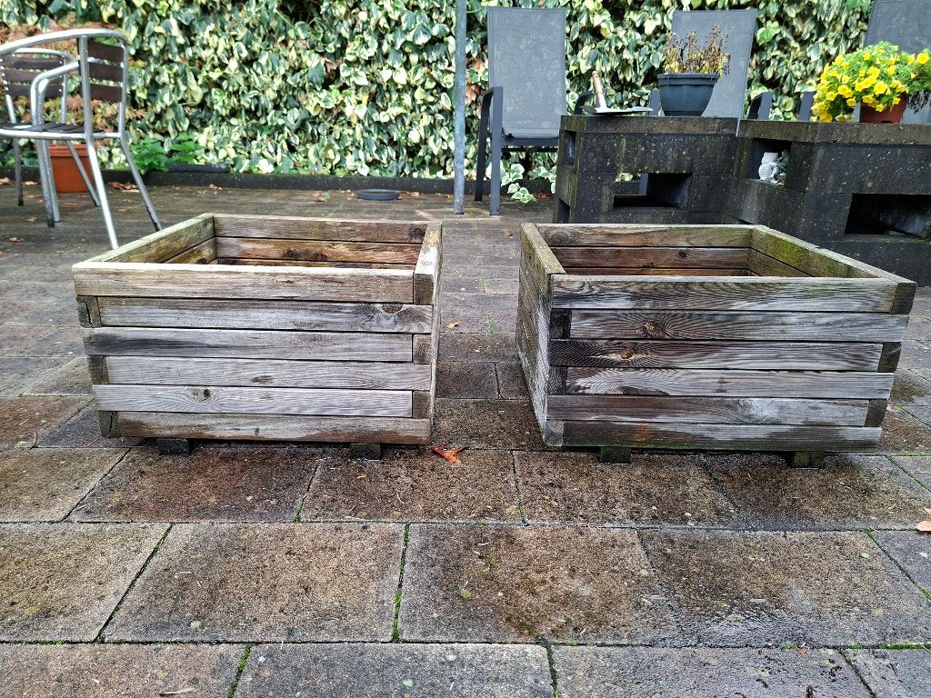 bloembak met antraciet blokken, Ophalen, Overige materialen, Gebruikt, Minder dan 60 cm