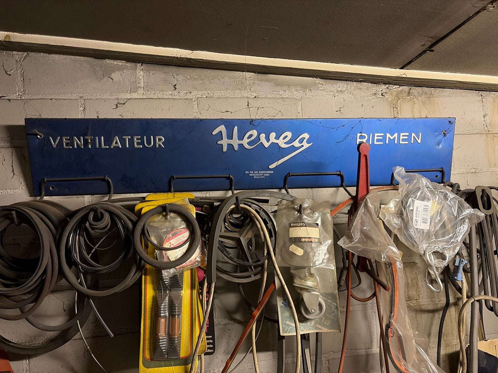 Vintage Hevea Ventilateur Riemen Reclamebord, Ophalen of Verzenden, Gebruikt, Overige automerken