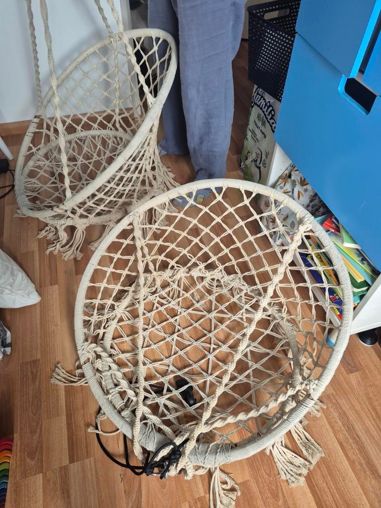Macramé hangstoel - Boho stijl, Huis en Inrichting, Stoelen, Ophalen, Overige kleuren, Zo goed als nieuw, Boho, Macramé