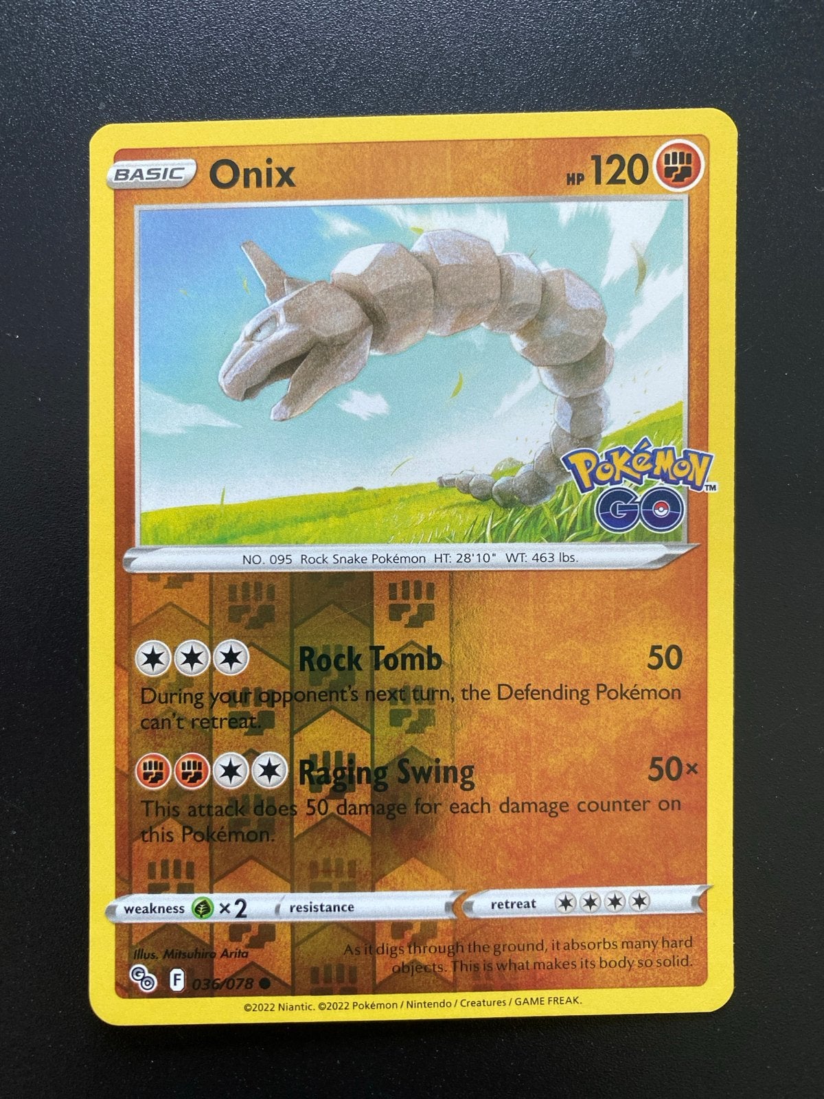 Onix 036/078 Reverse Holo Pokémon GO, Ophalen of Verzenden, Zo goed als nieuw, Losse kaart, Foil