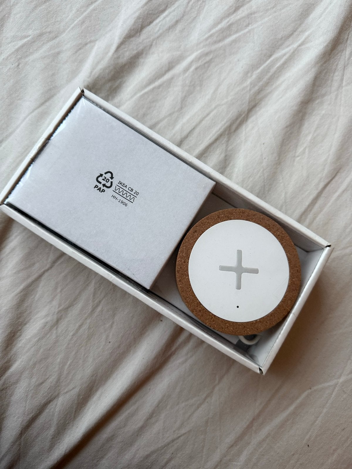 IKEA NORDMÄRKE draadloze oplader – wit/kurk, Ophalen of Verzenden, Nieuw