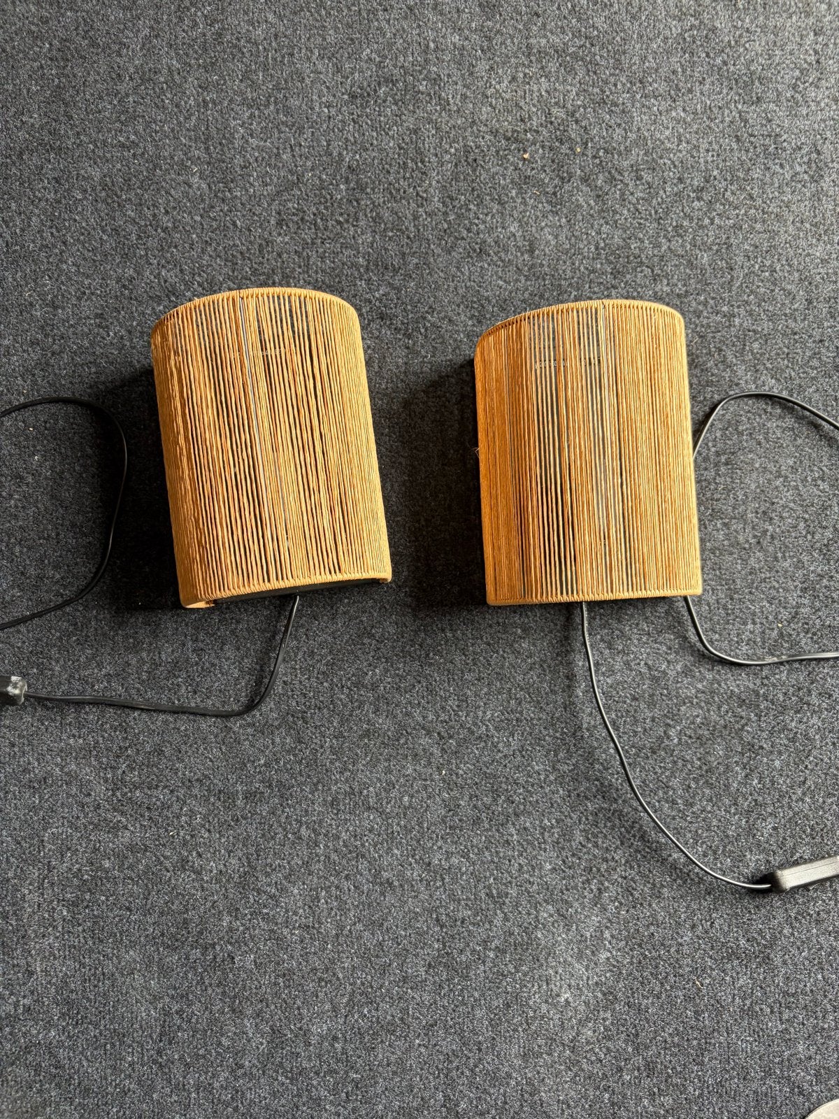 Set van 2 wandlampen rotan, Huis en Inrichting, Lampen | Wandlampen, Ophalen, Gebruikt, Bruin, Indirect licht