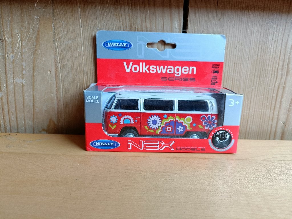 Welly VW T2 Bus met bloemmotief, Ophalen of Verzenden, Nieuw, Auto, Overige merken
