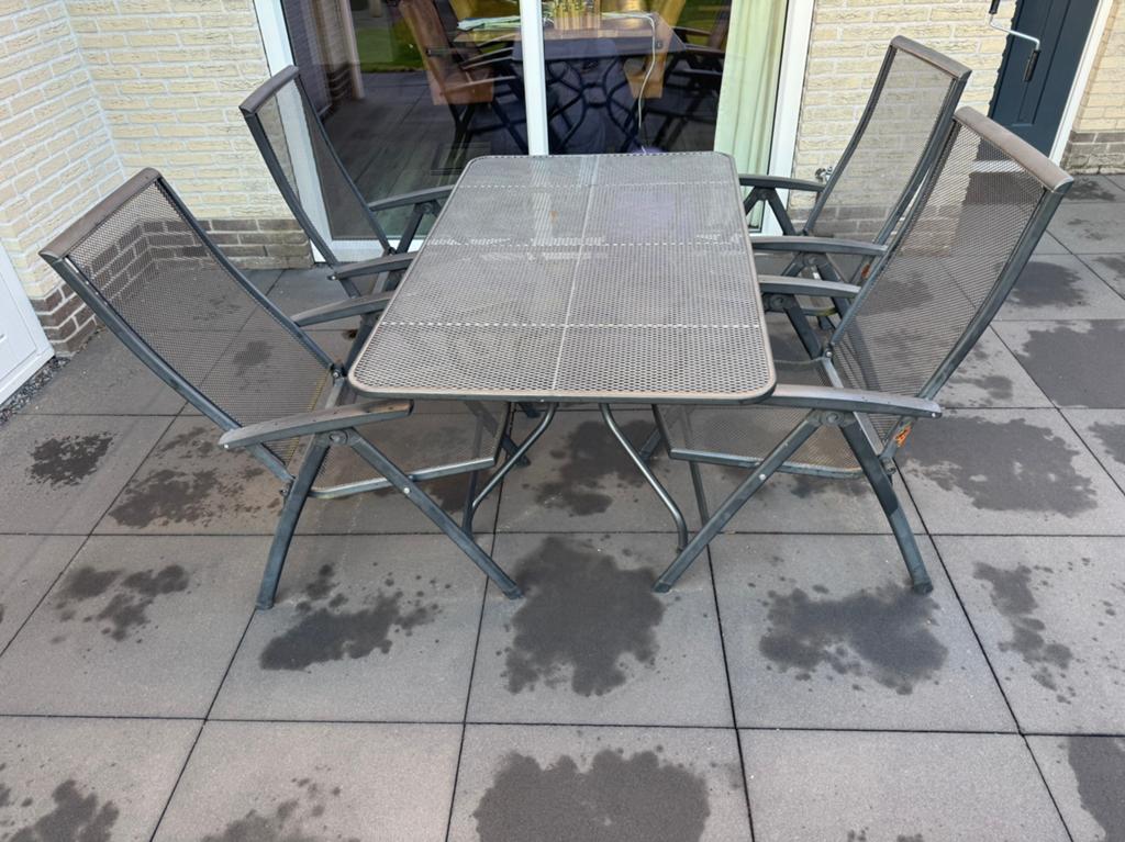 Metalen tuinset gratis., Ophalen, Gebruikt, Tuinset, Eettafel