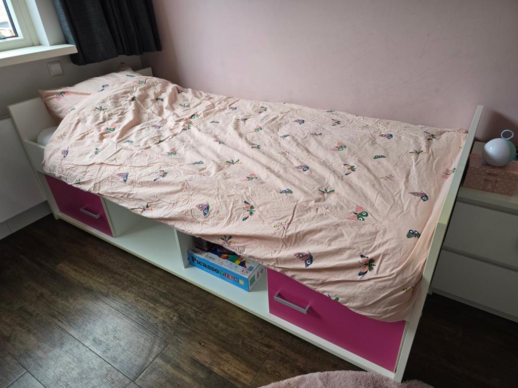 Bed met kastjes eronder, Lattenbodem, 85 tot 100 cm, Gebruikt, Ophalen of Verzenden