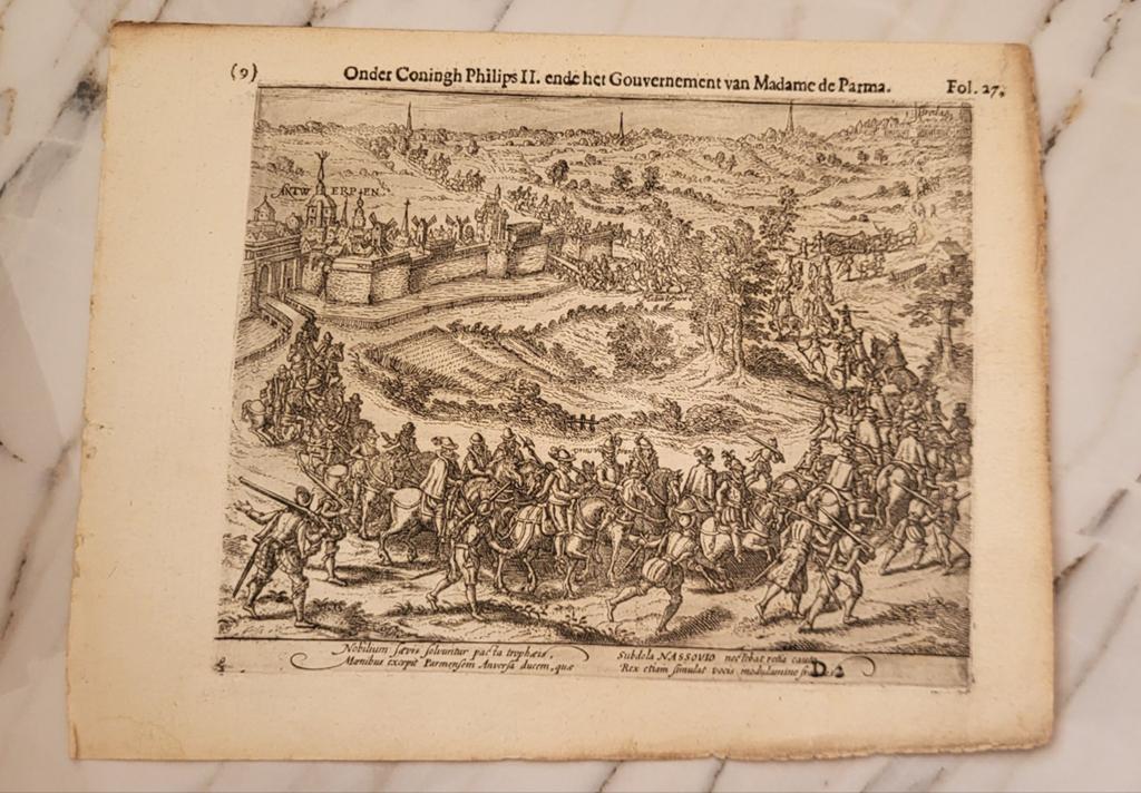 Kopergravure uit 1621 – Vertrek van Willem van Oranje, Ophalen of Verzenden